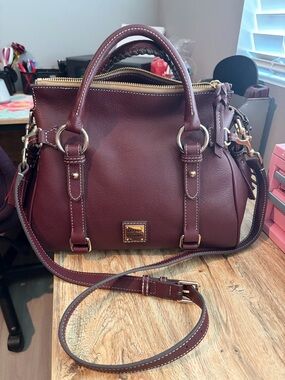 Dooney & Bourke Pebbled Leather Satchel - Wine